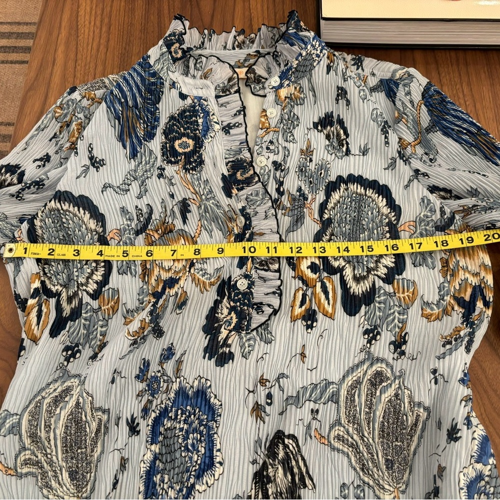 Tory Burch Blue and White Paisley Tie-Waist Mini Dress - Picture 12 of 12